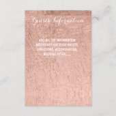 Luxe nep rozen goud blad trouwgast info informatiekaartje (Voorkant)