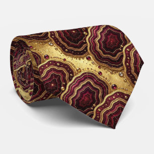 Luxe nepszijde Bourgondisch + Gouden Geode Heren Stropdas