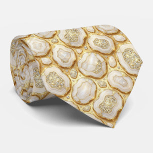 Luxe nepszijde Witte + gouden geode das