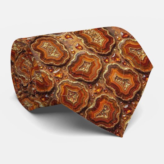 Luxe Nepzijde | Roest + Goud Geode Heren Zijden Kn Stropdas (Opgerold)