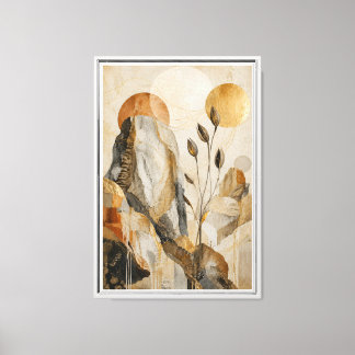 Luxe neutraal abstract landschap op canvas afdruk