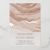 Luxe Neutral Marble Quinceanera Folie Uitnodiging (Voorkant)