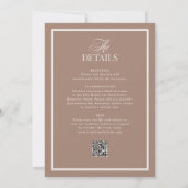 Luxe Neutral Mocha Taupe | RSVP QR Code Wedding Kaart (Achterkant)