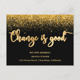 Luxe Nieuw Huis Adres Gouden Glitter Aankondiging Briefkaart
