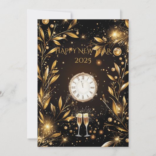 Luxe Nieuwjaarsavond Aftellen in Zwart en Goud Kaart (Voorkant)