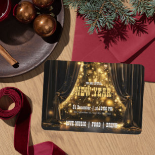 Luxe Nieuwjaarsfeest Fluwelen Gordijn Gouden Glans Kaart