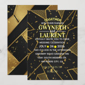 Luxe Noir Élégant Invitation Formel Noir et Or (Devant / Derrière)