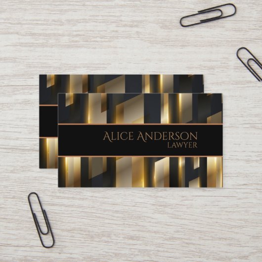 Luxe noir or élégant avocat Carte de visite (Devant/Arrière en situation)