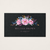 Luxe noir rose floral moderne Aquarelle QR Code (Devant)