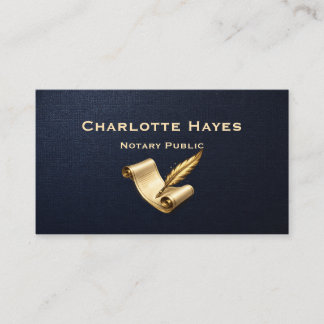 Luxe Notaris Openbaar Goud Scroll Navy Visitekaartje