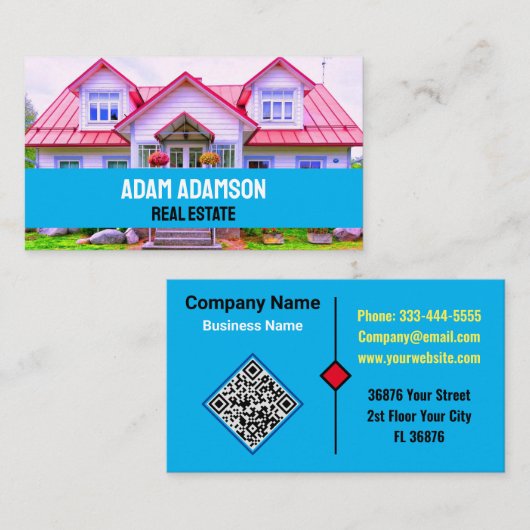 Luxe onroerend goed (QR-code) Beste Huis Realtor Visitekaartje (Voorkant / Achterkant)