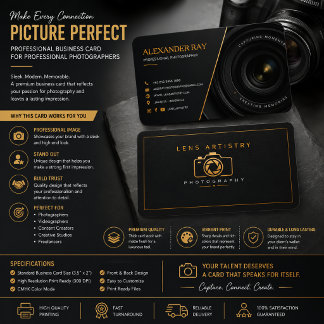 Luxe Ontwerp Zakelijke Kaart voor Fotografen Visitekaartje