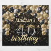 Luxe op maat 40e verjaardag sparkling wijnetiket (Enkel label)