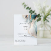 Luxe Opal Turquoise Goud Vloeibare Alcohol Inkt Kaart (Staand voorkant)