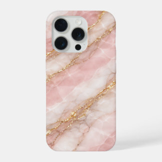 Luxe Opalescente Wit/Roze Marmer Textuur iPhone 15 Pro Hoesje