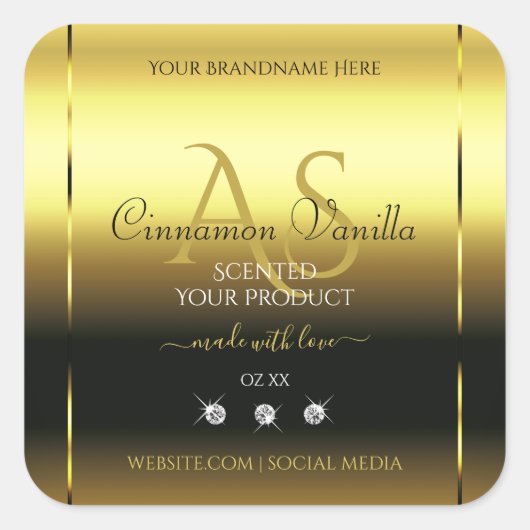 Luxe Or Chimmery Produit Étiquette Bijoux Monogram (Devant)