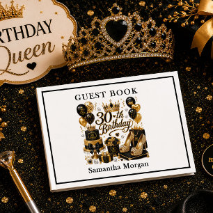 Luxe Or Et Paillettes Noires Livre D'or Pour Les I