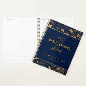 Luxe or Floral Marine Wedding planner bleu (Devant avec enveloppe)