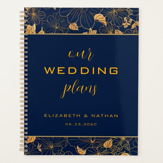 Luxe or Floral Marine Wedding planner bleu (Devant)