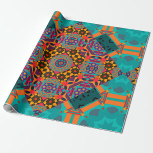 Luxe oranje arabesque naadloos patroon cadeaupapier