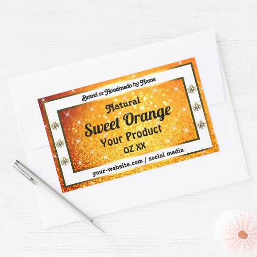 Luxe Oranje glitter Sparkle Stars Product Labels (Envelop)