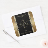 Luxe ornamental Gold Glitter Black Product Label (Envelop)