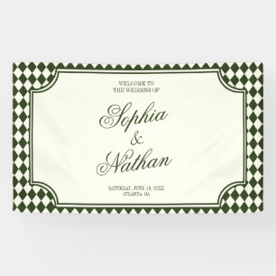 Luxe Oude Geld Olijfgroen Ivoor Kleurige Trouwdag Spandoek