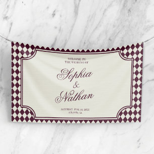 Luxe Oude Geld Wijn Ivoor Vintage Bruiloft Spandoek