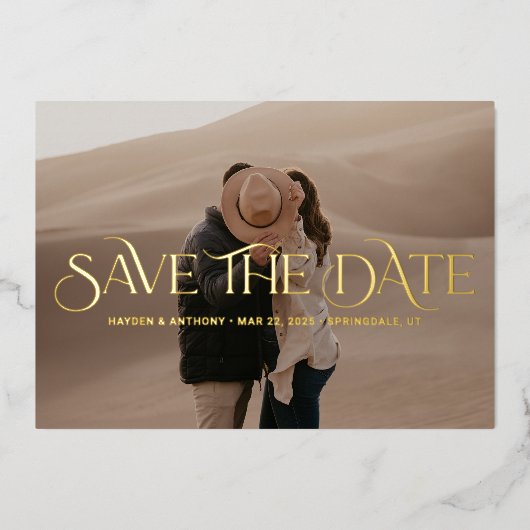 Luxe Overlay FOIL Wedding Enregistrer La Carte Dat (Recto)