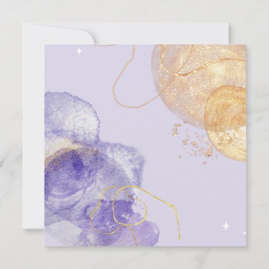 Luxe Paars en Golden Abstract sparen de datum Kaart (Achterkant)