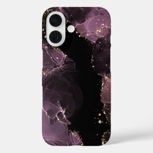 Luxe Paars & Goud Alcohol Ink iPhone 16 Hoesje