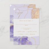 Luxe Paars & Gouden Abstract RSVP Informatiekaartje (Voorkant / Achterkant)