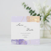 Luxe Paars & Gouden Abstract Save The Date Kaart (Staand voorkant)