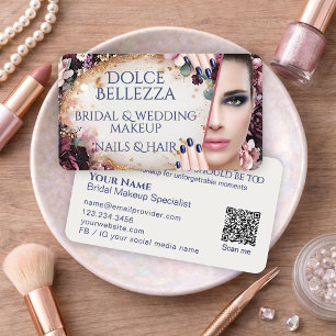 Luxe Paars Ivoren Bloem Bruids Make-up Artist Visitekaartje