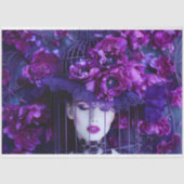 Luxe Paarse Bloemen Vogelkooi Pet Decoupage Tissuepapier (Voorkant)