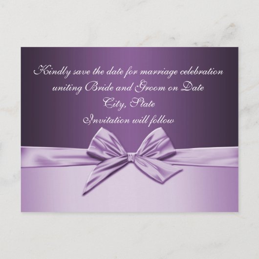 Luxe Paarse Elegant Lint Opslaan datum kaart (Achterkant)
