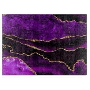 Luxe Paarse en Gouden Glitter Agate Snijplank