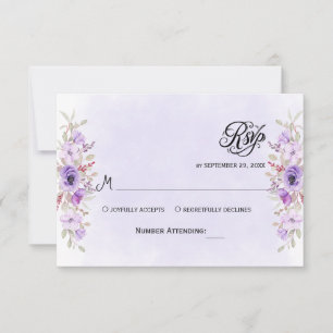 Luxe Paarse Floral Wedding RSVP Kaarten Kaartje