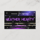 Luxe Paarse Gouden Glitter Sterren en QR-code Visitekaartje (Voorkant)