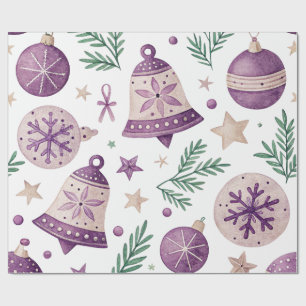 Luxe Paarse Kerst Inpakpapier Rol – 30 v