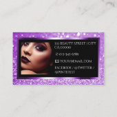 Luxe Paarse Lila Sparkle Glitter Fotosjabloon Visitekaartje (Achterkant)