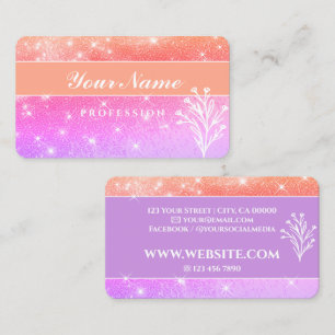 Luxe Paarse perzik roze glitter sprankelende sterr Visitekaartje