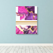 Luxe Paarse, roze en gouden marmer Canvas Afdruk (Insitu (Houten vloer))