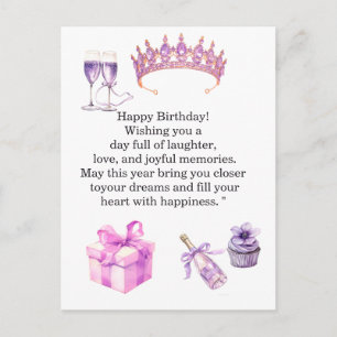 Luxe paarse verjaardagskaart voor vrouwen Prinse Briefkaart