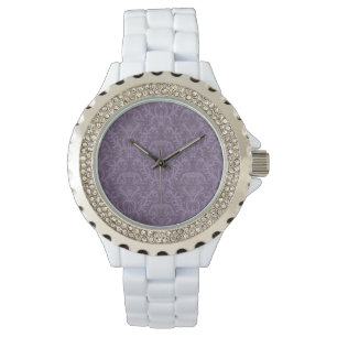 Luxe Paarse Wallpaper Horloge