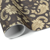 Luxe Paisley op bruin Cadeaupapier (Rol Hoek)