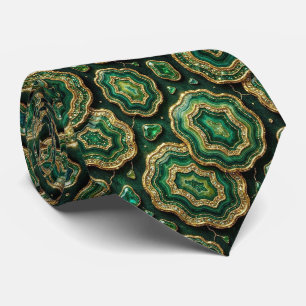 Luxe Pakketdas Bosgroen Gouden Geode Nekdas Stropdas