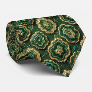 Luxe Pakketdas Bosgroen Gouden Geode Nekdas Stropdas