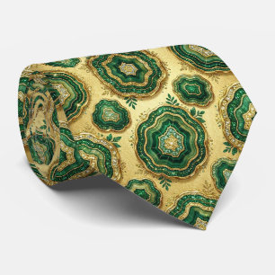Luxe Pakketdas Bosgroen Gouden Geode Nekdas Stropdas