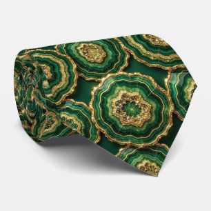 Luxe Pakketdas Bosgroen Gouden Geode Nekdas Stropdas